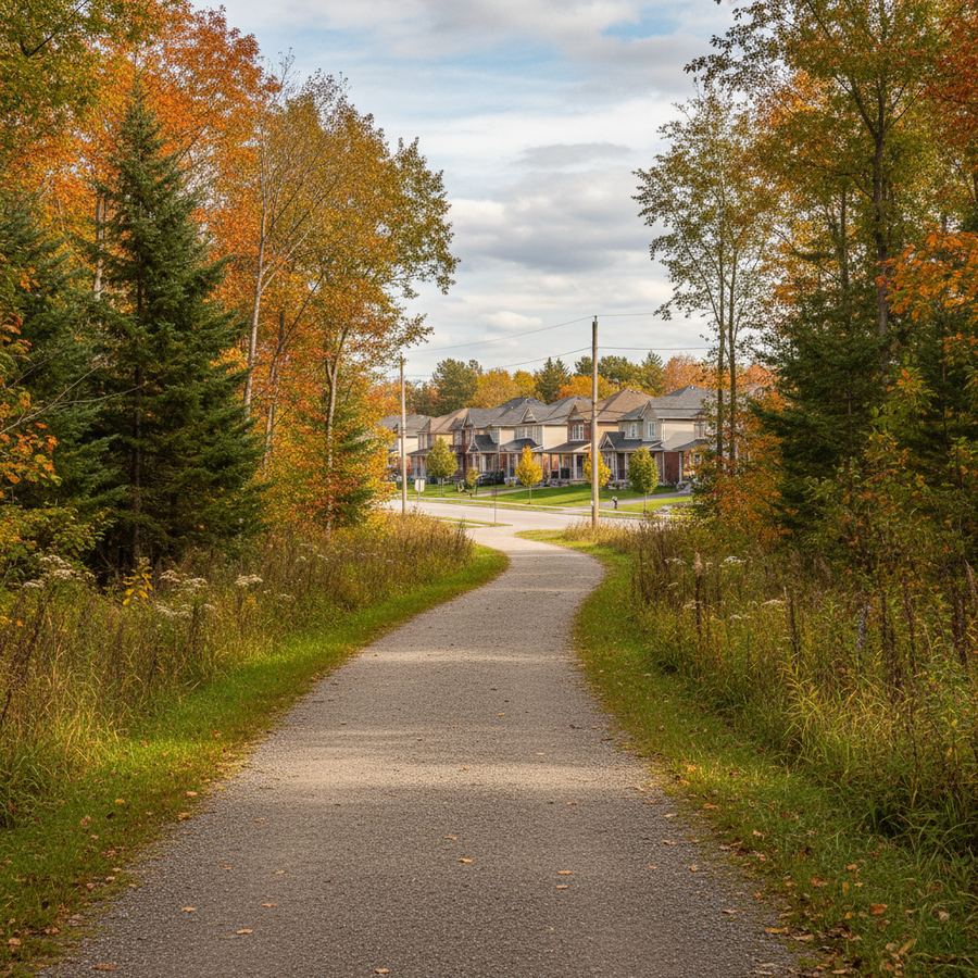 Northern section of the North Simcoe Rail Trail approaching Orillia