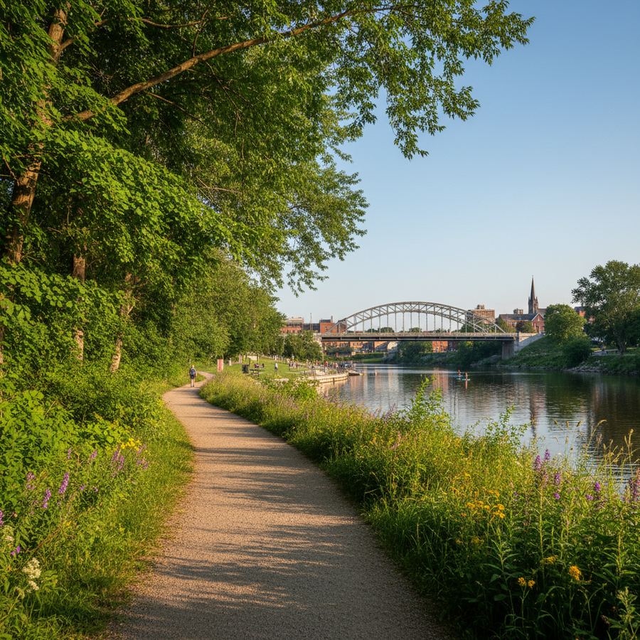 Pembroke waterfront area at the eastern end of the Ottawa River Pathway