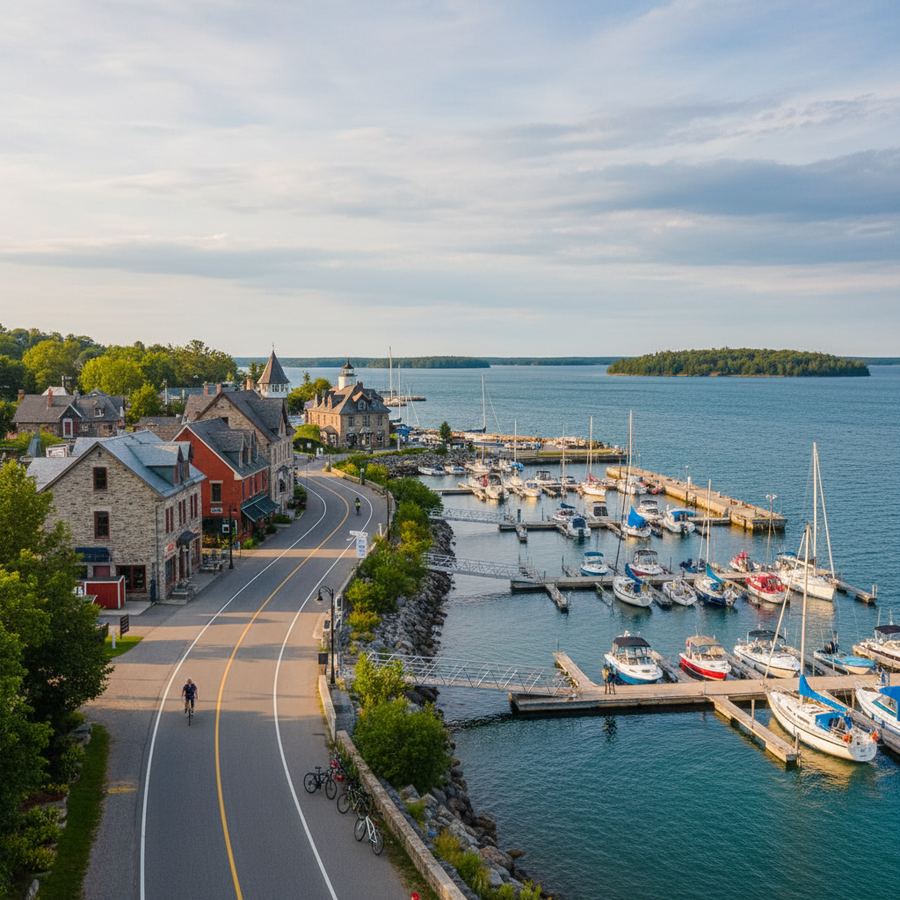 Penetanguishene waterfront path with Georgian Bay views