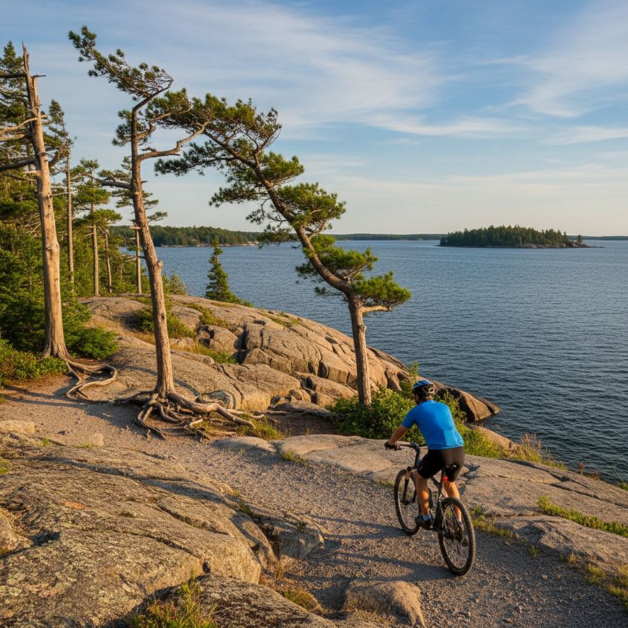 Tay Shore Trail winding along the Georgian Bay waterfront near Midland
